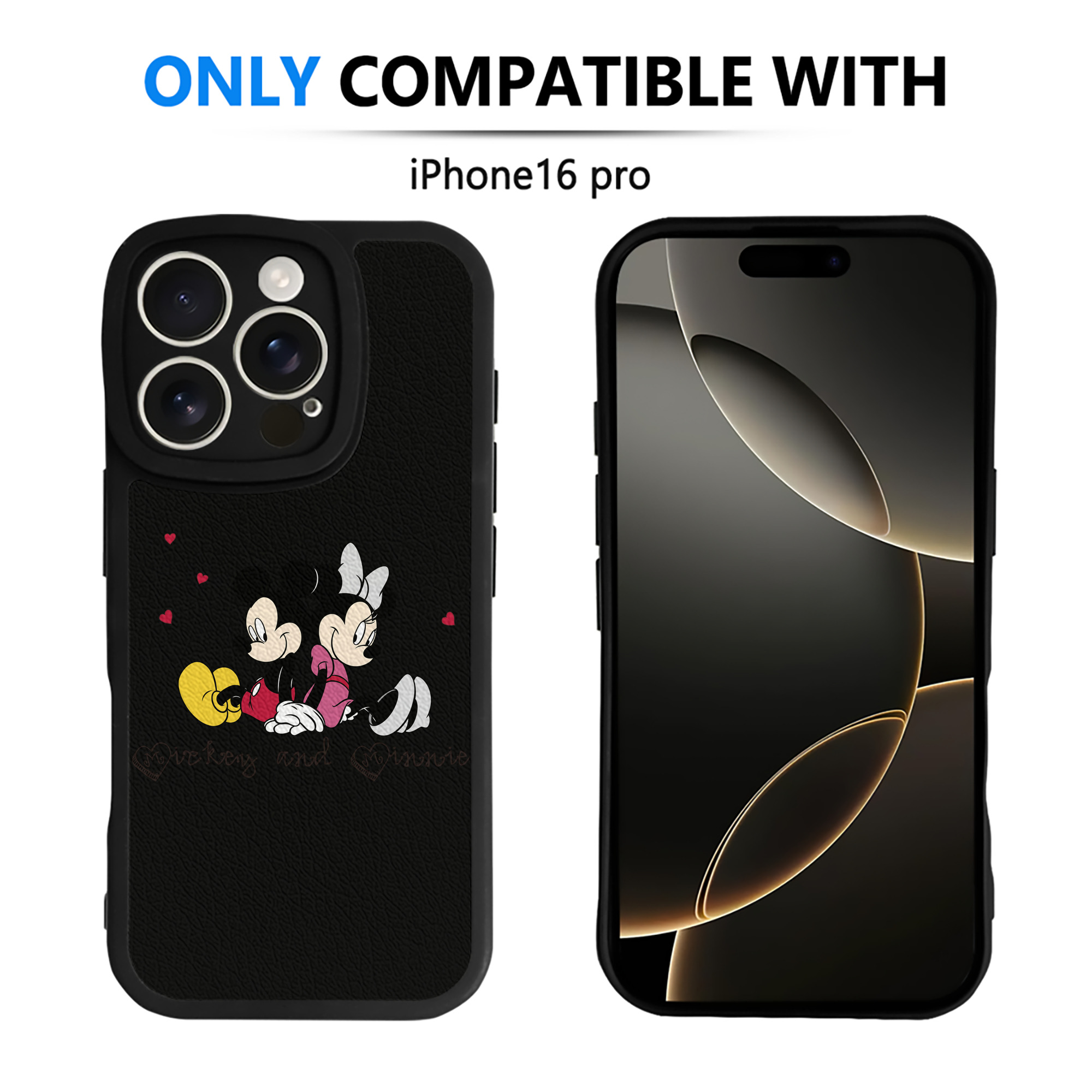 （画像用） ミッキーマウス Mickey Mouse 【iPhone 16シリーズ対応】シリコンスマホケース（レザー調） 材質：シリコン